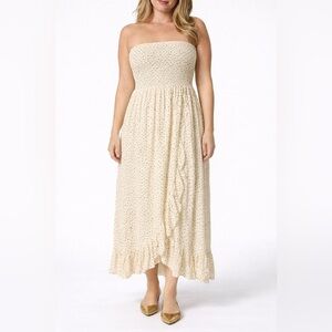Altar’d State Strapless Polka Dot Midi Dress – Size Small
